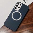 For Samsung Galaxy S25 Ultra 5G Leather Texture Design MagSafe Full Coverage Phone Case(Blue) - 1