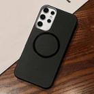 For Samsung Galaxy S25 Ultra 5G Leather Texture Design MagSafe Full Coverage Phone Case(Black) - 1