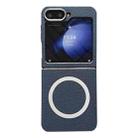 For Samsung Galaxy Z Flip5 Leather Texture Design MagSafe Full Coverage Phone Case(Blue) - 1