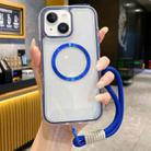 For iPhone 15 Plus Airbag 3 in 1 CD Texture MagSafe Phone Case with Strap(Dark Blue) - 1