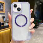 For iPhone 15 Plus 3 in 1 Airbag CD Texture MagSafe Phone Case(Taro Purple) - 1
