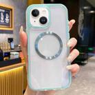 For iPhone 15 Plus 3 in 1 Airbag CD Texture MagSafe Phone Case(Mint Green) - 1