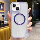 For iPhone 14 Plus 3 in 1 Airbag CD Texture MagSafe Phone Case(Taro Purple) - 1