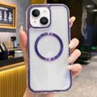 For iPhone 14 3 in 1 Airbag CD Texture MagSafe Phone Case(Purple) - 1