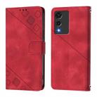 For Cubot A10 Skin-feel Embossed Leather Phone Case(Red) - 3