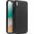 For iPhone X / XS QIALINO Shockproof Cowhide Leather Protective Case(Black) - 1