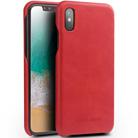 For iPhone X / XS QIALINO Shockproof Cowhide Leather Protective Case(Red) - 1