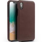 For iPhone X / XS QIALINO Shockproof Cowhide Leather Protective Case(Dark Brown) - 1