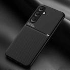 For Samsung Galaxy A16 4G Classic Tilt Strip Grain Magnetic PC Hybrid TPU Phone Case(Black) - 1