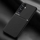For Samsung Galaxy S24 FE 5G Classic Tilt Strip Grain Magnetic PC Hybrid TPU Phone Case(Black) - 1