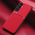 For Samsung Galaxy S24 FE 5G Classic Tilt Strip Grain Magnetic PC Hybrid TPU Phone Case(Red) - 1