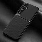 For Samsung Galaxy S25+ 5G Classic Tilt Strip Grain Magnetic PC Hybrid TPU Phone Case(Black) - 1