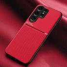 For Samsung Galaxy S25 Ultra 5G Classic Tilt Strip Grain Magnetic PC Hybrid TPU Phone Case(Red) - 1