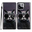 For Xiaomi 15 Pro Colored Drawing Leather Phone Case(Sunglasses Cat) - 1