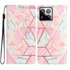 For Xiaomi 15 Pro Colored Drawing Leather Phone Case(Pink Marble) - 1