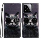 For Xiaomi 15 Colored Drawing Leather Phone Case(Sunglasses Cat) - 1
