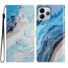 For Redmi Note 14 5G Colored Drawing Leather Phone Case(Blue Marble) - 1