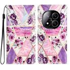 For Redmi Note 14 Pro 5G Colored Drawing Leather Phone Case(Purple Marble) - 1