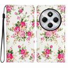 For Redmi A4 5G Colored Drawing Leather Phone Case(Peonies) - 1