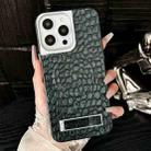 For iPhone 13 Pro Max Pebble Pattern PU MagSafe Phone Case with Holder(Dark Green) - 1