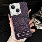 For iPhone 13 Pebble Pattern PU MagSafe Phone Case with Holder(Purple) - 1