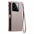 For Xiaomi 15 Leather Stitching Multi-card Slot Zipper Phone Case(Rose Gold) - 3