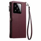 For Xiaomi 15 Leather Stitching Multi-card Slot Zipper Phone Case(Wine Red) - 3