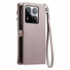 For Xiaomi 15 Pro Leather Stitching Multi-card Slot Zipper Phone Case(Rose Gold) - 3