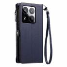 For Xiaomi 15 Pro Leather Stitching Multi-card Slot Zipper Phone Case(Blue) - 3
