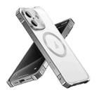 For iPhone 16 Irregular Alloy Frame Fosted Translucent MagSafe Phone Case(Titanium) - 1