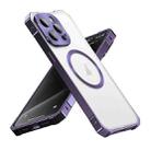 For iPhone 15 Pro Max Irregular Alloy Frame Fosted Translucent MagSafe Phone Case(Purple) - 1