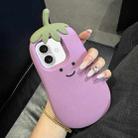 For iPhone 16 Plus Cartoon 3D Silicone Phone Case(Eggplant) - 1