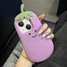 For iPhone 14 Cartoon 3D Silicone Phone Case(Eggplant) - 1