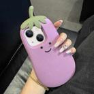 For iPhone 13 Cartoon 3D Silicone Phone Case(Eggplant) - 1