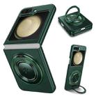 For Samsung Galaxy Z Flip5 360 Rotation Ring Holder MagSafe Shockproof PC Phone Case(Dark green) - 1