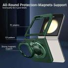 For Samsung Galaxy Z Flip5 360 Rotation Ring Holder MagSafe Shockproof PC Phone Case(Dark green) - 2