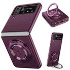 For Samsung Galaxy Z Flip4 360 Rotation Ring Holder MagSafe Shockproof PC Phone Case(Wine red) - 1