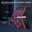 For Samsung Galaxy Z Flip4 360 Rotation Ring Holder MagSafe Shockproof PC Phone Case(Wine red) - 2