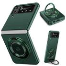 For Samsung Galaxy Z Flip4 360 Rotation Ring Holder MagSafe Shockproof PC Phone Case(Dark green) - 1