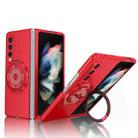 For Samsung Galaxy Z Fold3 360 Rotation Ring Holder MagSafe Shockproof PC Phone Case(Red) - 1