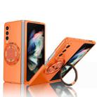 For Samsung Galaxy Z Fold4 360 Rotation Ring Holder MagSafe Shockproof PC Phone Case(Orange) - 1