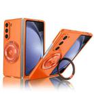 For Samsung Galaxy Z Fold5 360 Rotation Ring Holder MagSafe Shockproof PC Phone Case(Orange) - 1