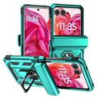 For Motorola razr 50 Sliding Camshield Holder Phone Case(Cyan Blue) - 1