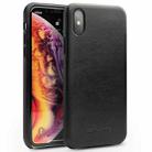 For iPhone XS Max QIALINO Shockproof Kangaroo Skin Leather Protective Case(Black) - 1