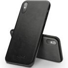 For iPhone XS Max QIALINO Shockproof Kangaroo Skin Leather Protective Case(Black) - 1