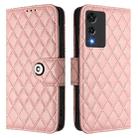 For Cubot A10 Rhombic Texture Flip Leather Phone Case with Lanyard(Coral Pink) - 2