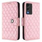 For Cubot A10 Rhombic Texture Flip Leather Phone Case with Lanyard(Pink) - 2