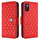 For Cubot P50 Rhombic Texture Flip Leather Phone Case with Lanyard(Red) - 2