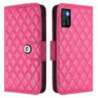 For Cubot P50 Rhombic Texture Flip Leather Phone Case with Lanyard(Rose Red) - 2