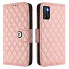 For Cubot P50 Rhombic Texture Flip Leather Phone Case with Lanyard(Coral Pink) - 2